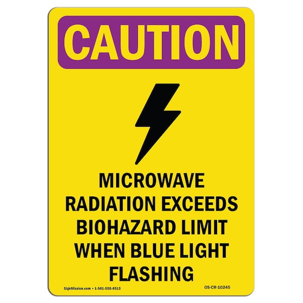 OSHA RADIATION Sign, Microwave Radiation W/ Symbol, 18in X 12in Aluminum, 18" H, 12" W, Portrait
